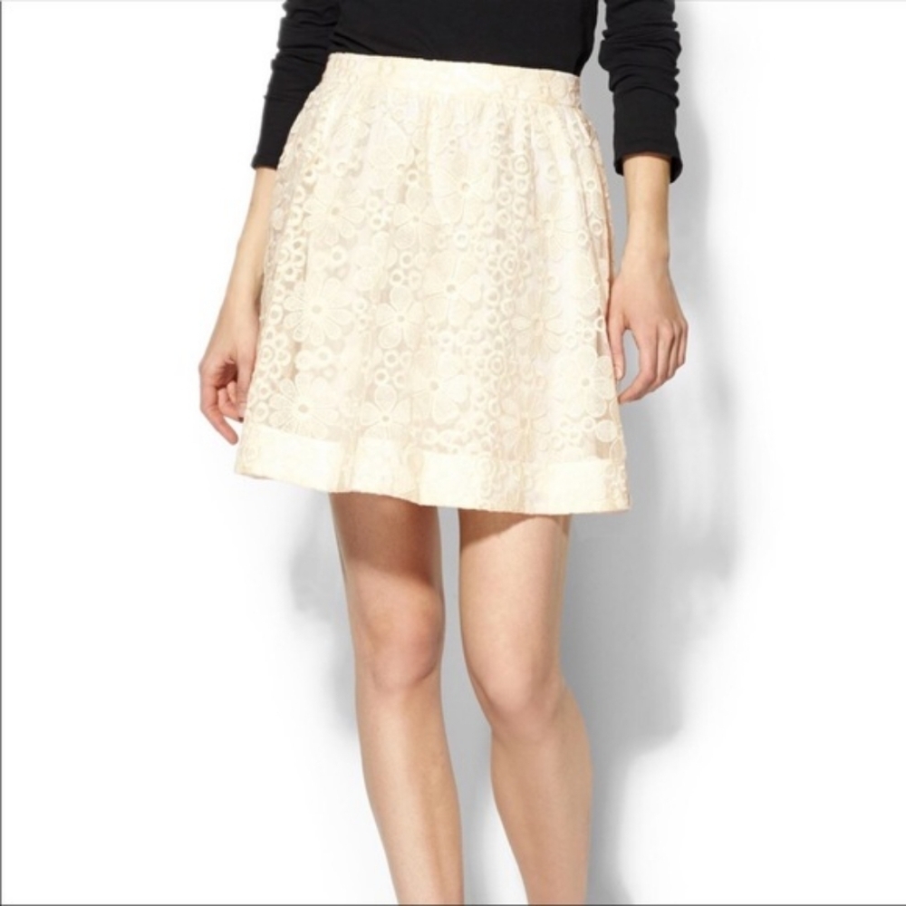 Rhyme LA Birdie Ivory Eyelet Embroidered Lace A-line Skirt Size S